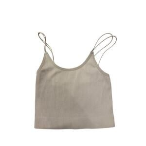 Aritzia Sunday Best Ribbed Cropped Tank Top with thin Double Strap Pale PInk XS
